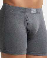 JOCKEY Rib Solid Boxer Brief with Ultrasoft and Durable Waistband #8008 - Charcoal Melange