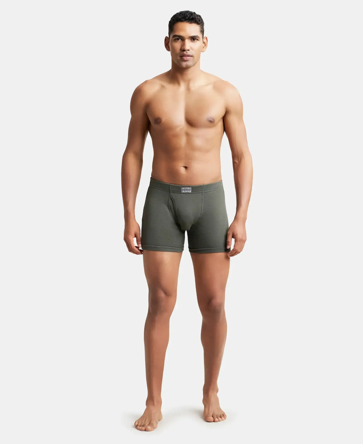 JOCKEY Rib Solid Boxer Brief with Ultrasoft and Durable Waistband #8008 - Deep Olive