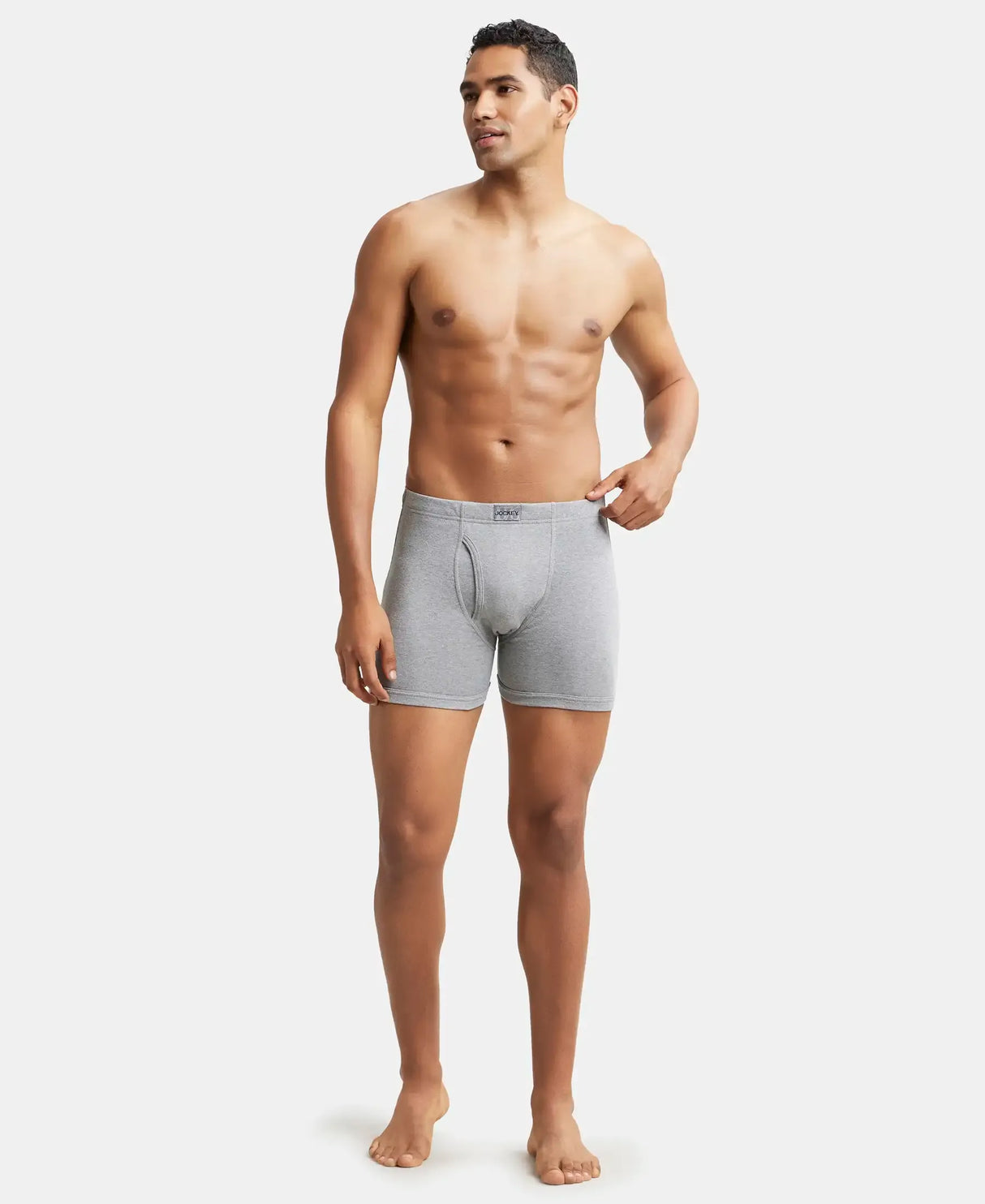 JOCKEY Rib Solid Boxer Brief with Ultrasoft and Durable Waistband #8008 - Grey Melange