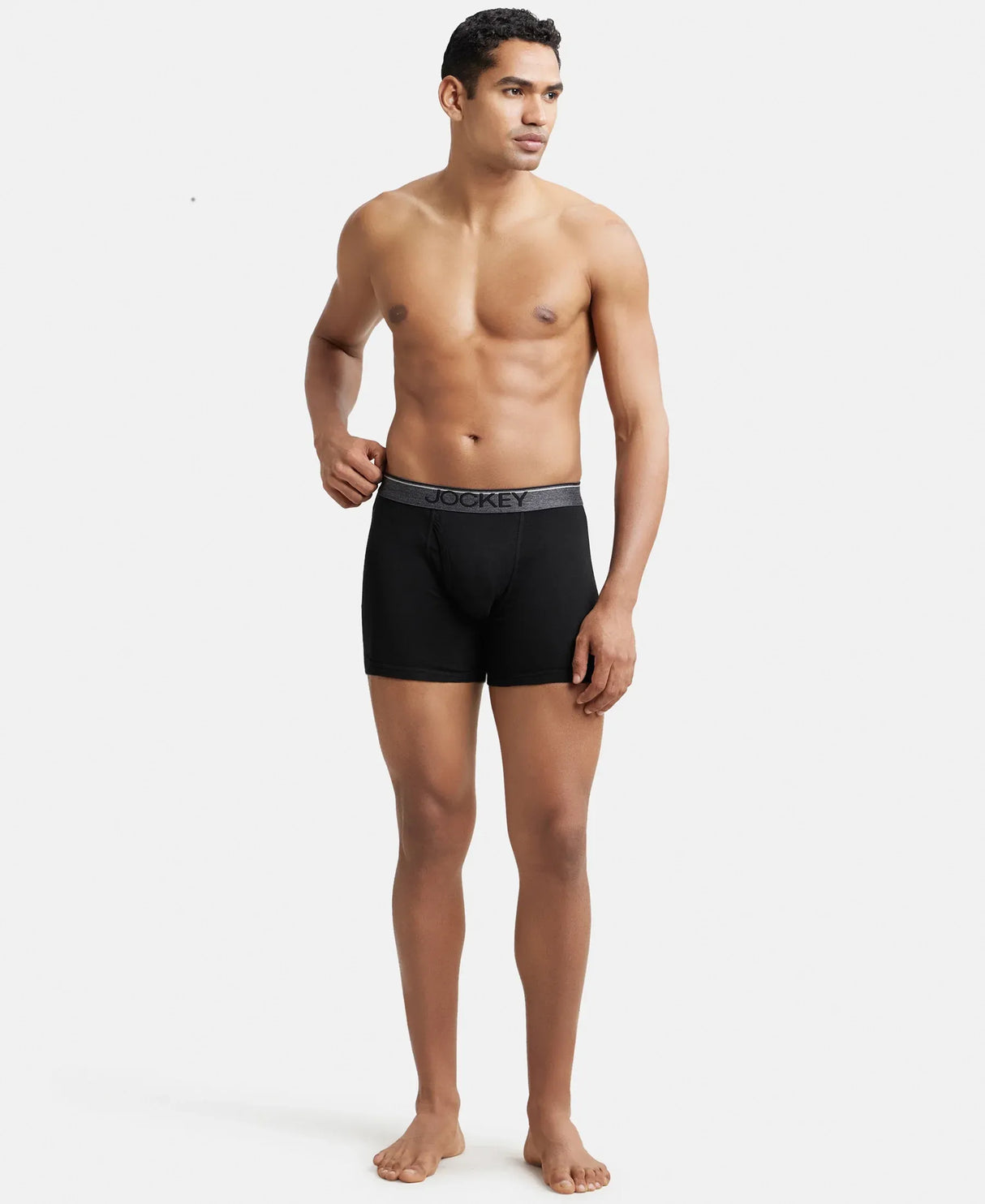 JOCKEY Rib Solid Boxer Brief with Ultrasoft and Durable Waistband #8009 - Black