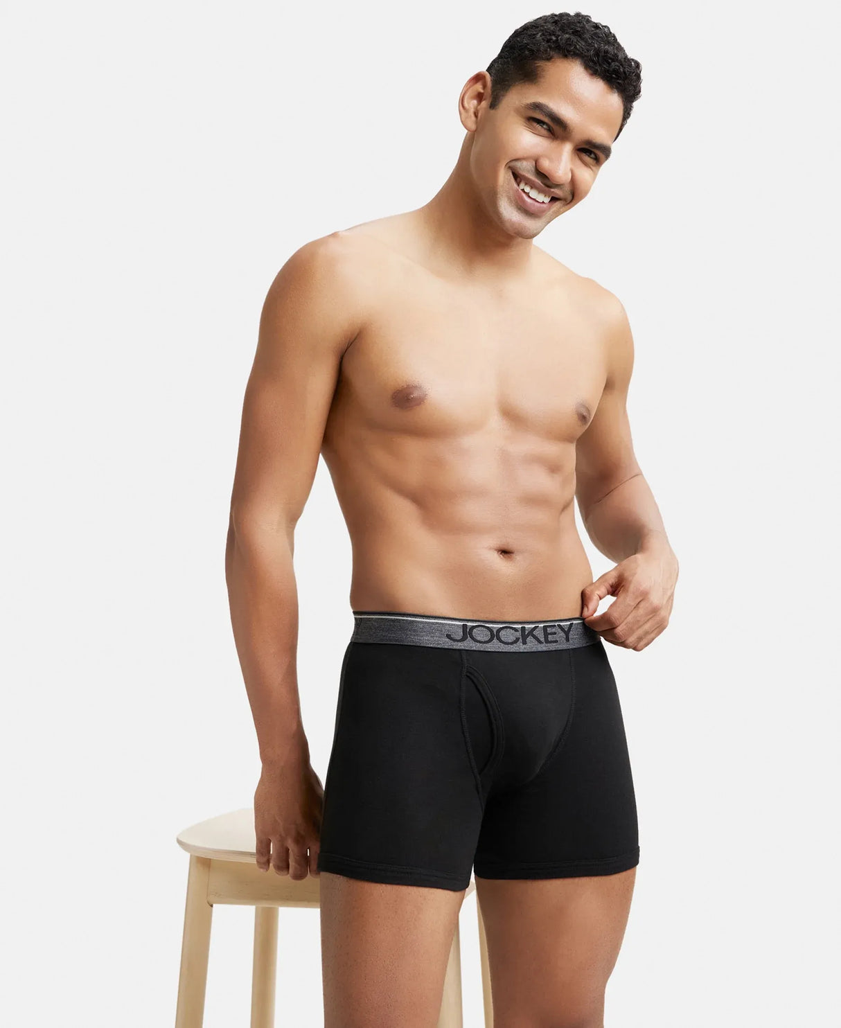 JOCKEY Rib Solid Boxer Brief with Ultrasoft and Durable Waistband #8009 - Black