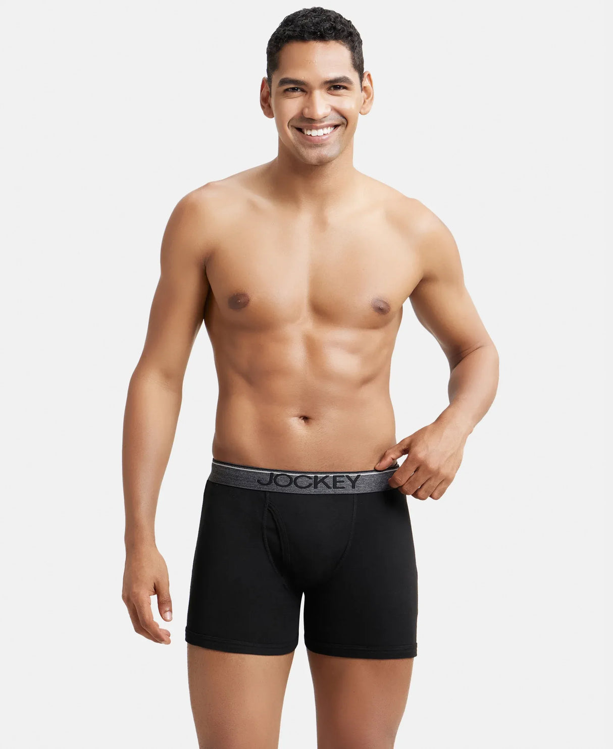 JOCKEY Rib Solid Boxer Brief with Ultrasoft and Durable Waistband #8009 - Black