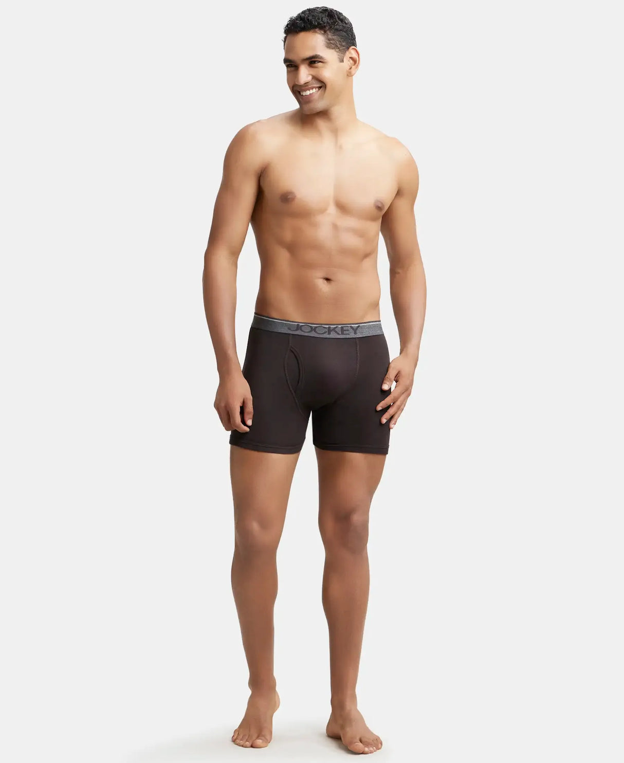 JOCKEY Rib Solid Boxer Brief with Ultrasoft and Durable Waistband #8009 - Brown