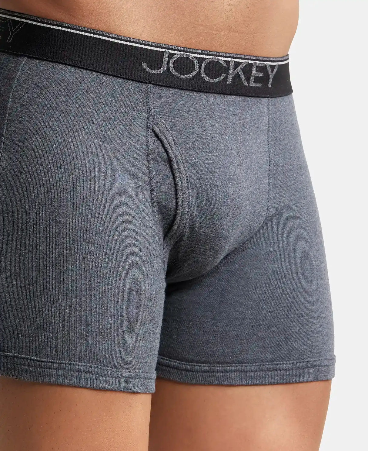 JOCKEY Rib Solid Boxer Brief with Ultrasoft and Durable Waistband #8009 - Charcoal Melange