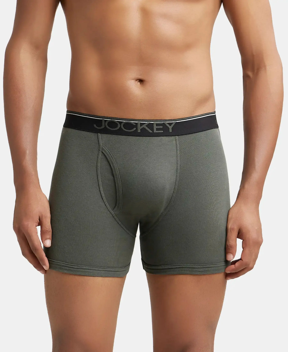 JOCKEY Rib Solid Boxer Brief with Ultrasoft and Durable Waistband #8009 - Deep Olive