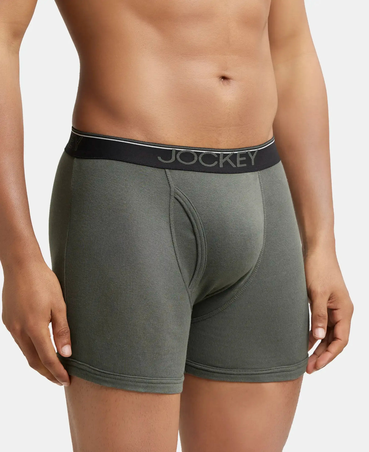 JOCKEY Rib Solid Boxer Brief with Ultrasoft and Durable Waistband #8009 - Deep Olive