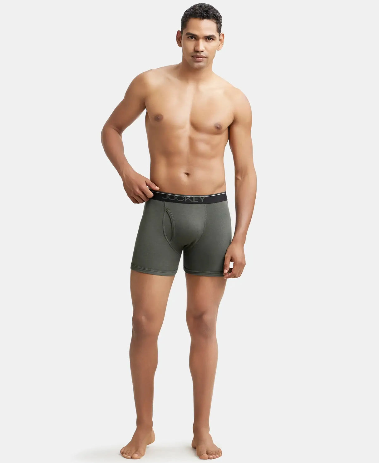 JOCKEY Rib Solid Boxer Brief with Ultrasoft and Durable Waistband #8009 - Deep Olive