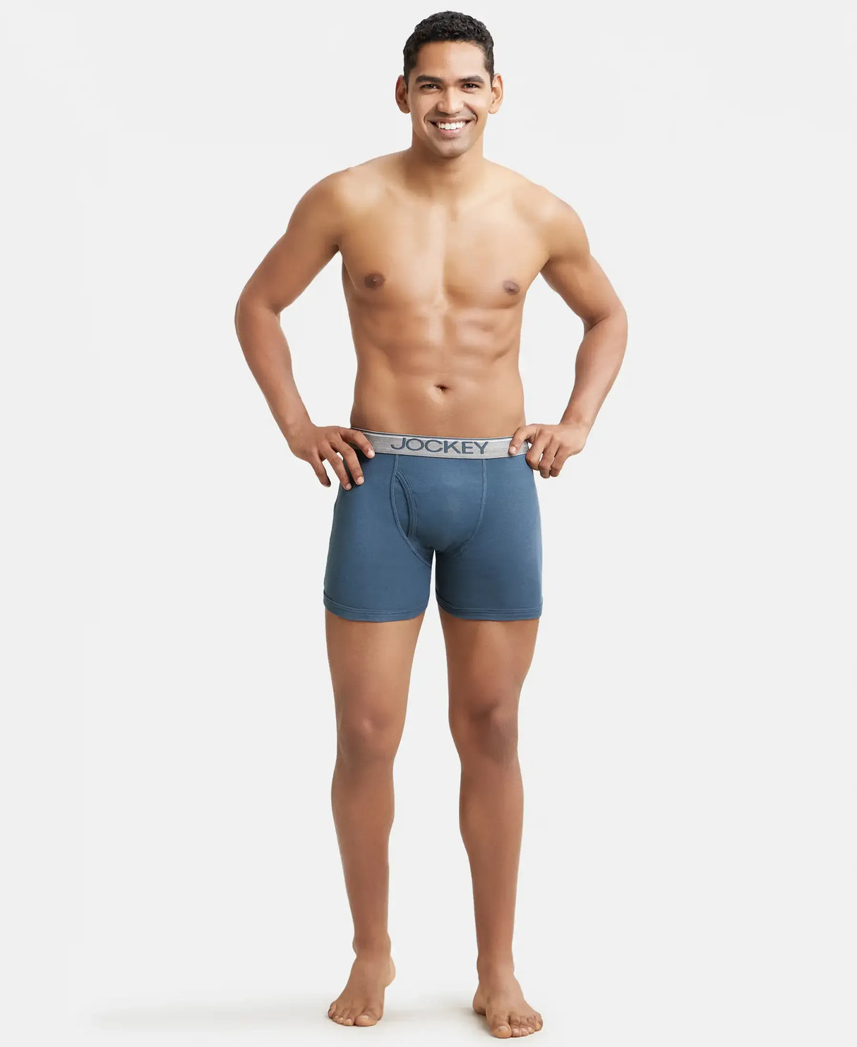 JOCKEY Rib Solid Boxer Brief with Ultrasoft and Durable Waistband #8009 - Deep Slate