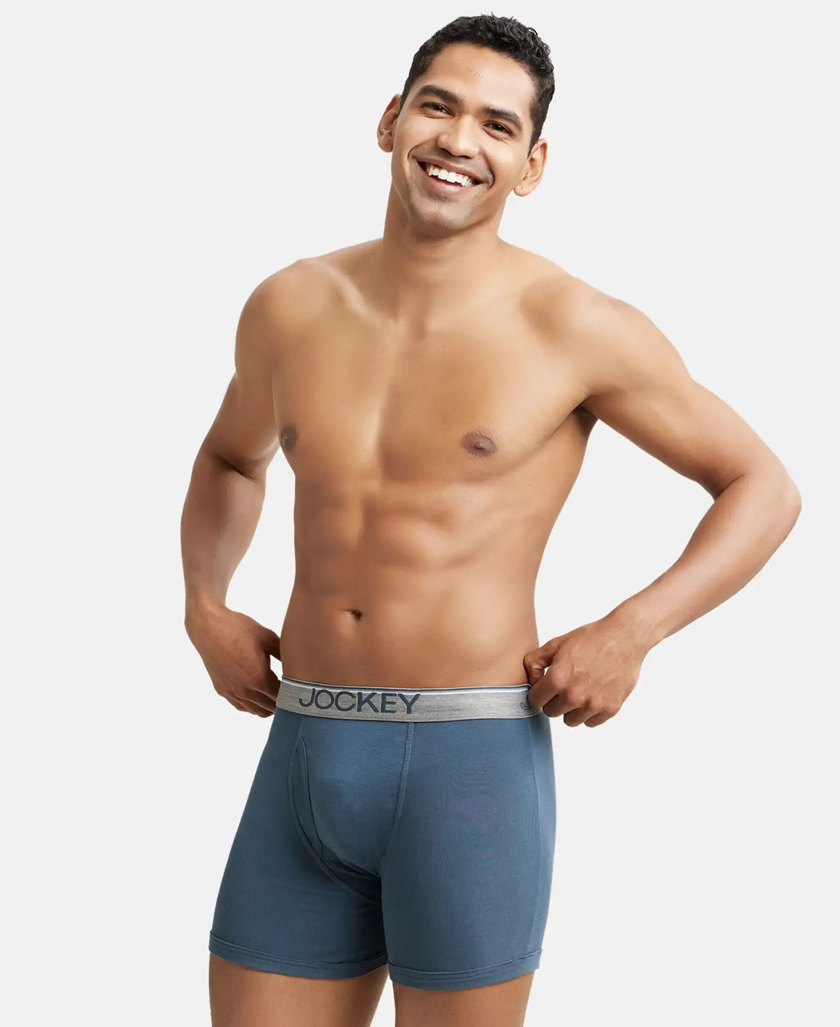 JOCKEY Rib Solid Boxer Brief with Ultrasoft and Durable Waistband #8009 - Deep Slate