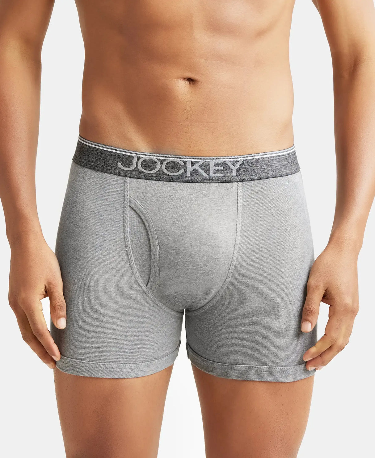 JOCKEY Rib Solid Boxer Brief with Ultrasoft and Durable Waistband #8009 - Grey Melange