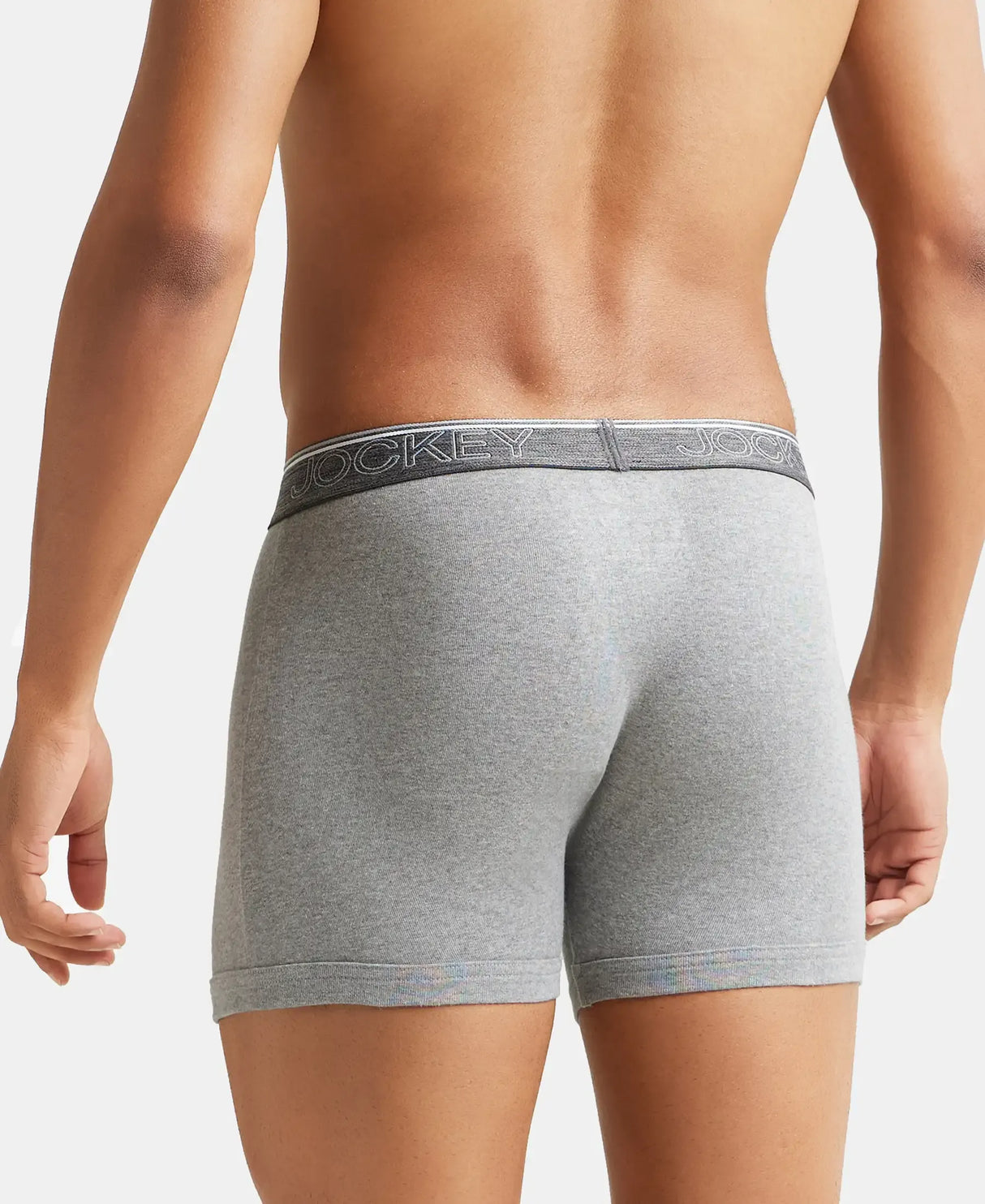 JOCKEY Rib Solid Boxer Brief with Ultrasoft and Durable Waistband #8009 - Grey Melange