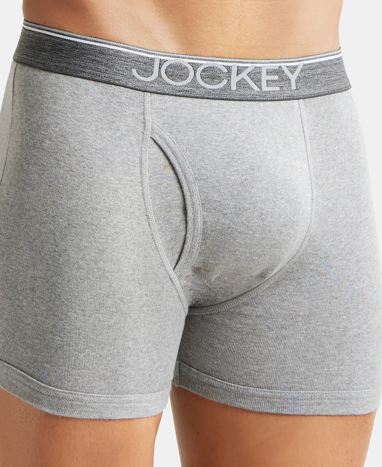 JOCKEY Rib Solid Boxer Brief with Ultrasoft and Durable Waistband #8009 - Grey Melange