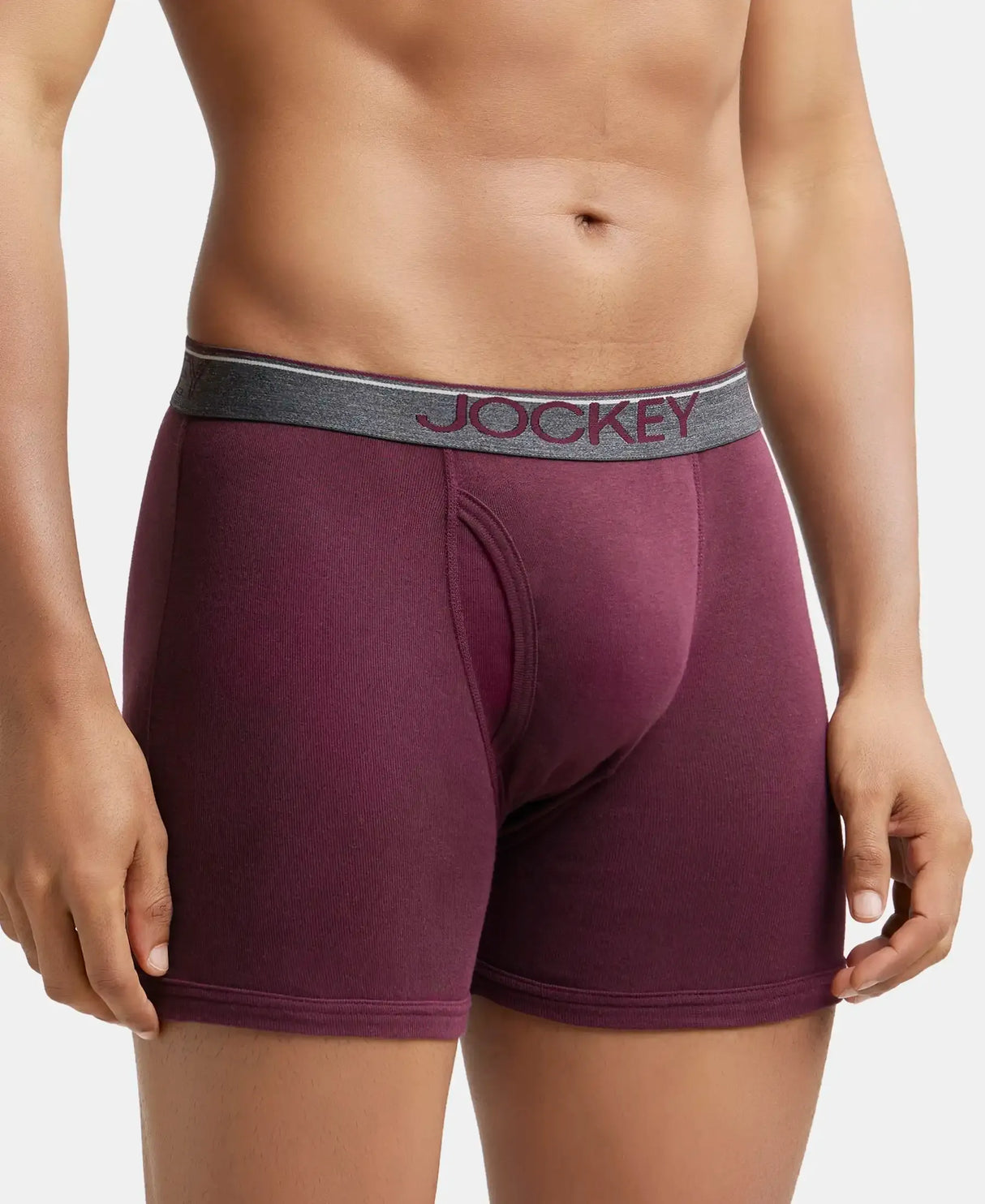 JOCKEY Rib Solid Boxer Brief with Ultrasoft and Durable Waistband #8009 - Wine Tasting