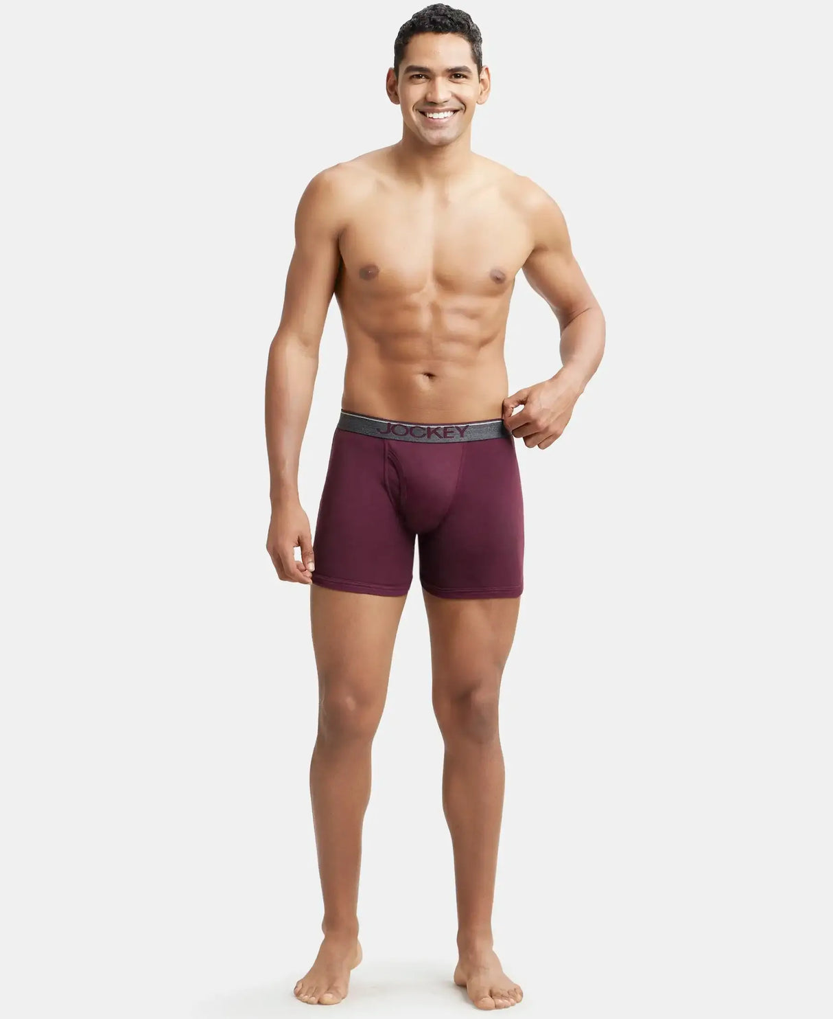 JOCKEY Rib Solid Boxer Brief with Ultrasoft and Durable Waistband #8009 - Wine Tasting