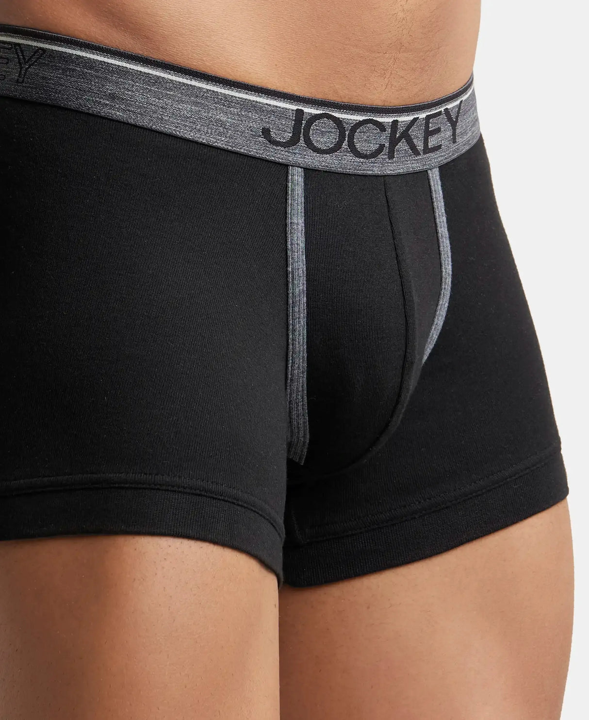 JOCKEY Super Combed Cotton Rib Solid Trunk with Ultrasoft Waistband #8015- Black