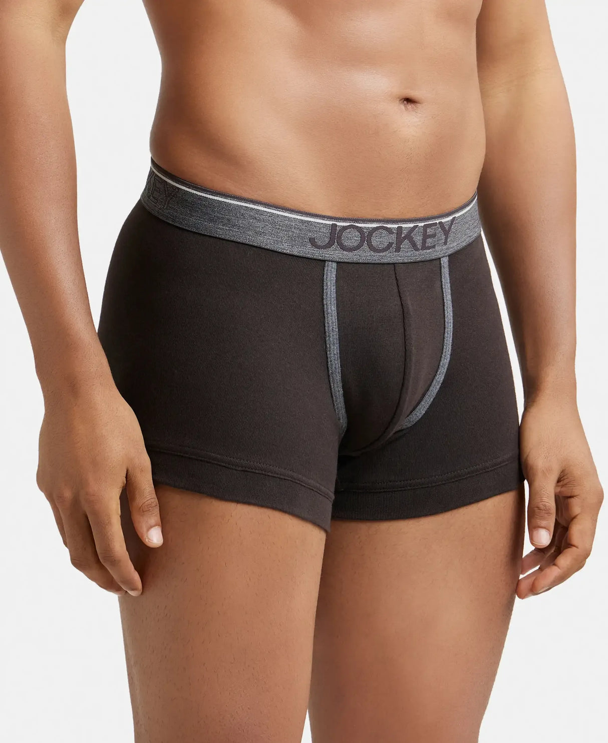 JOCKEY Super Combed Cotton Rib Solid Trunk with Ultrasoft Waistband #8015- Brown