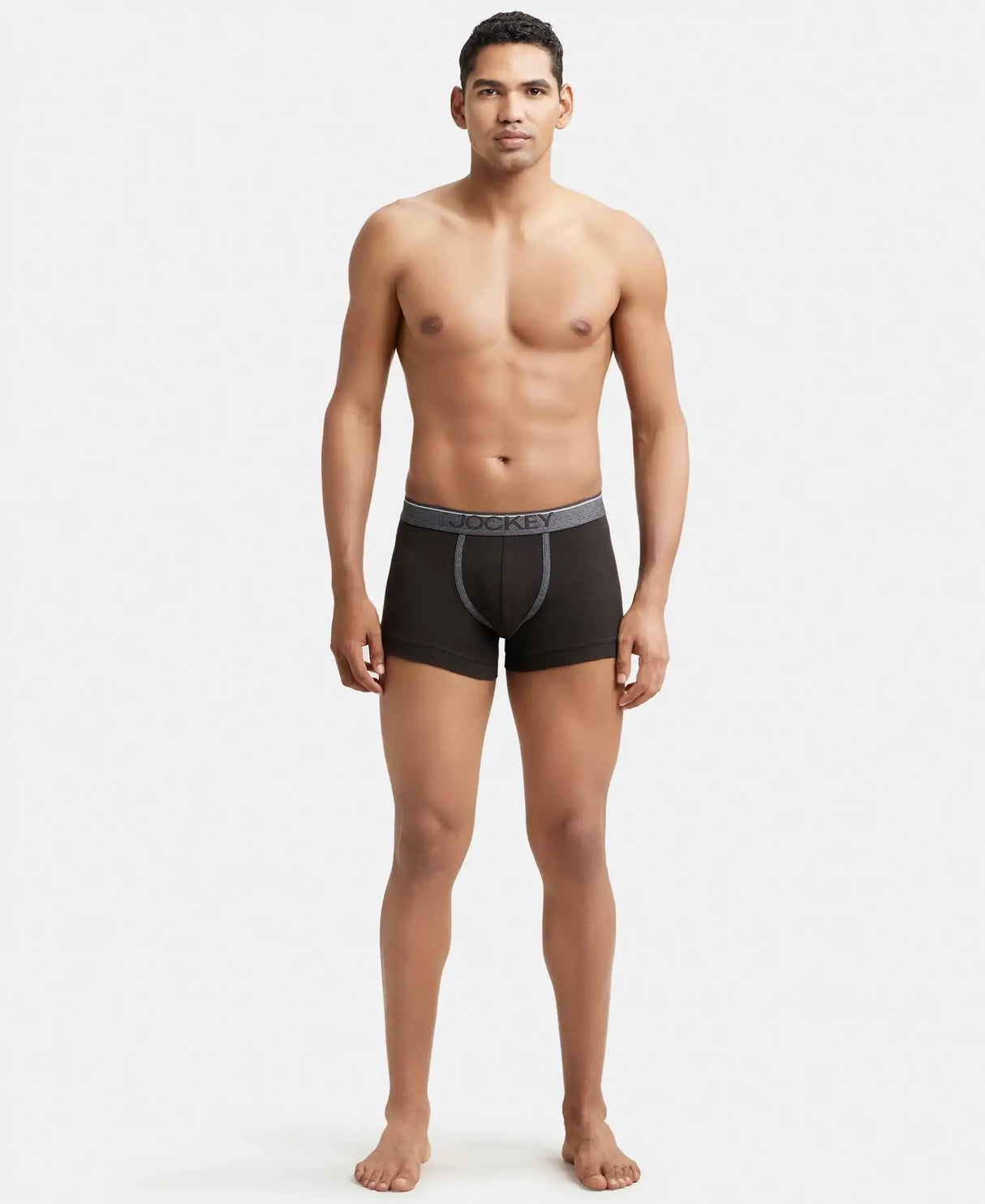 JOCKEY Super Combed Cotton Rib Solid Trunk with Ultrasoft Waistband #8015- Brown