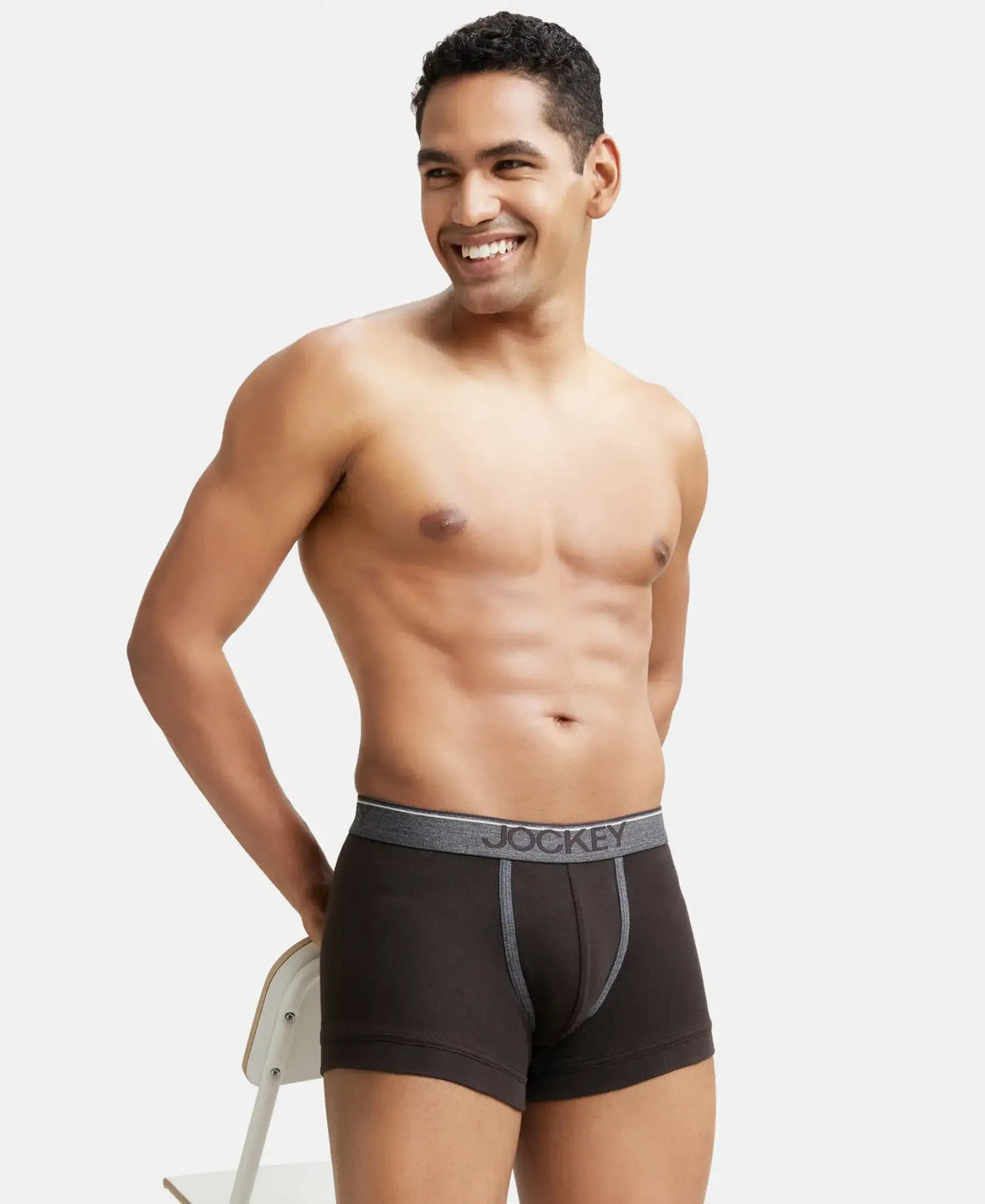 JOCKEY Super Combed Cotton Rib Solid Trunk with Ultrasoft Waistband #8015- Brown