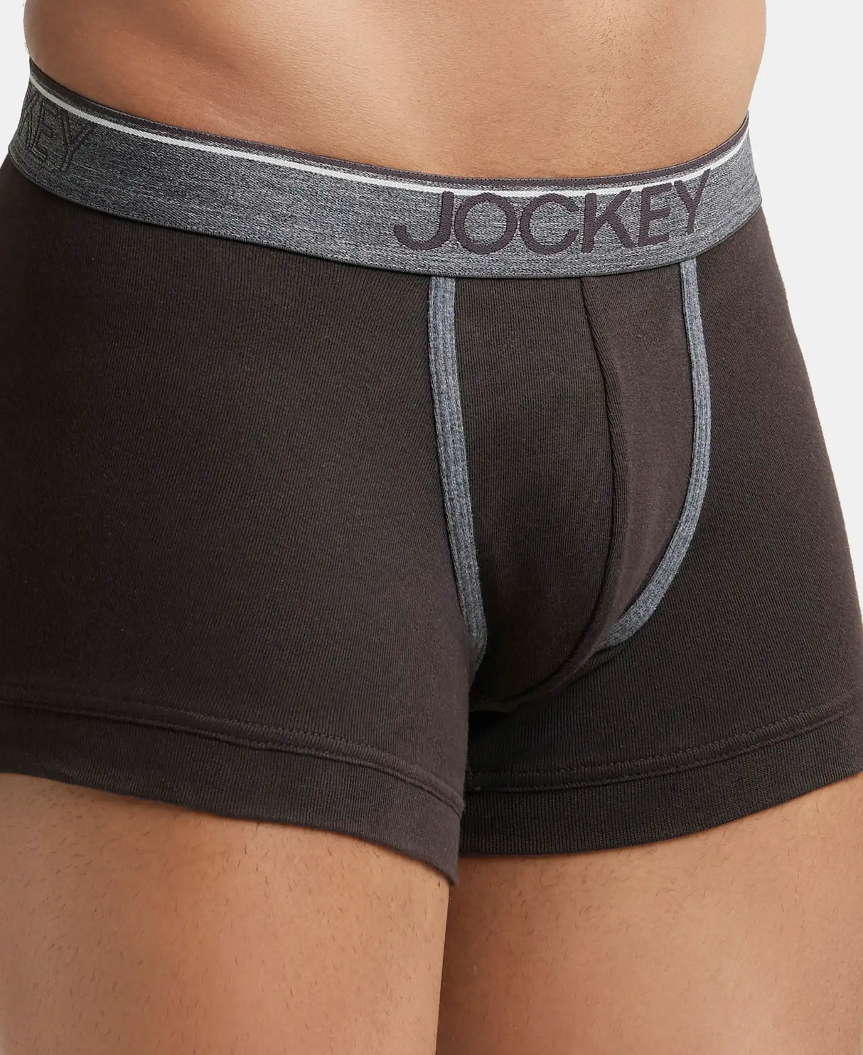 JOCKEY Super Combed Cotton Rib Solid Trunk with Ultrasoft Waistband #8015- Brown