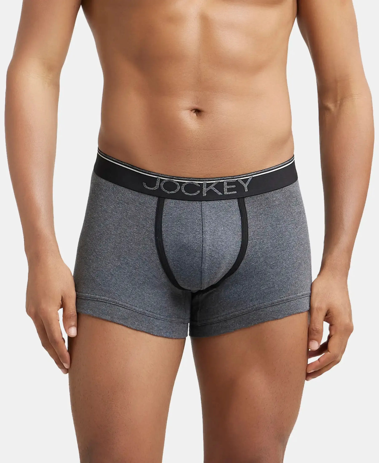 JOCKEY Super Combed Cotton Rib Solid Trunk with Ultrasoft Waistband #8015- Charcoal Melange