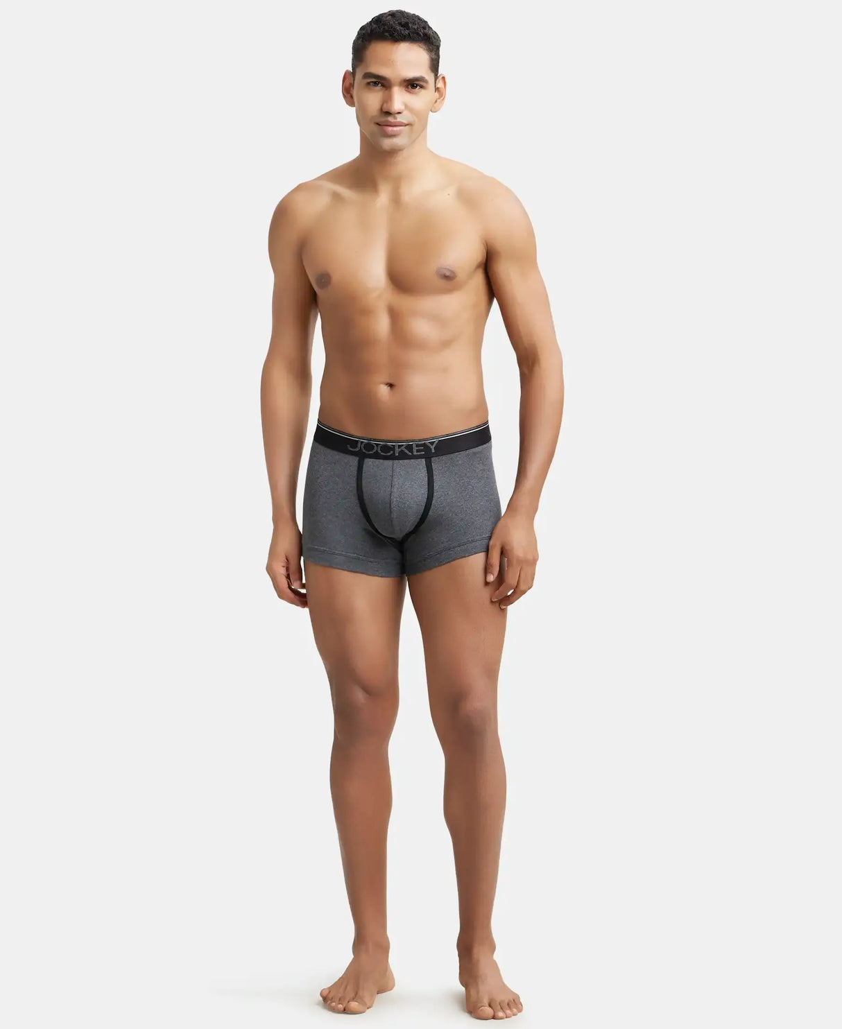 JOCKEY Super Combed Cotton Rib Solid Trunk with Ultrasoft Waistband #8015- Charcoal Melange