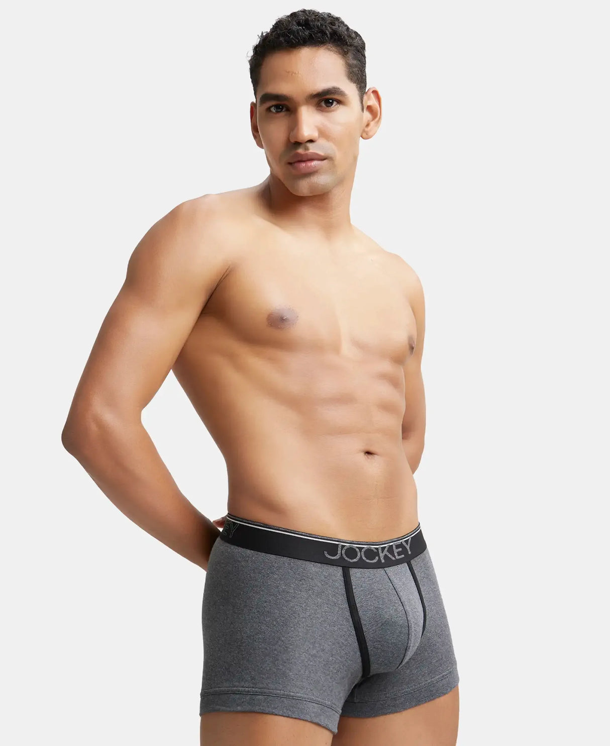 JOCKEY Super Combed Cotton Rib Solid Trunk with Ultrasoft Waistband #8015- Charcoal Melange