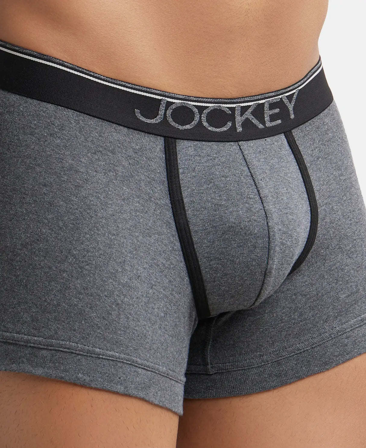 JOCKEY Super Combed Cotton Rib Solid Trunk with Ultrasoft Waistband #8015- Charcoal Melange