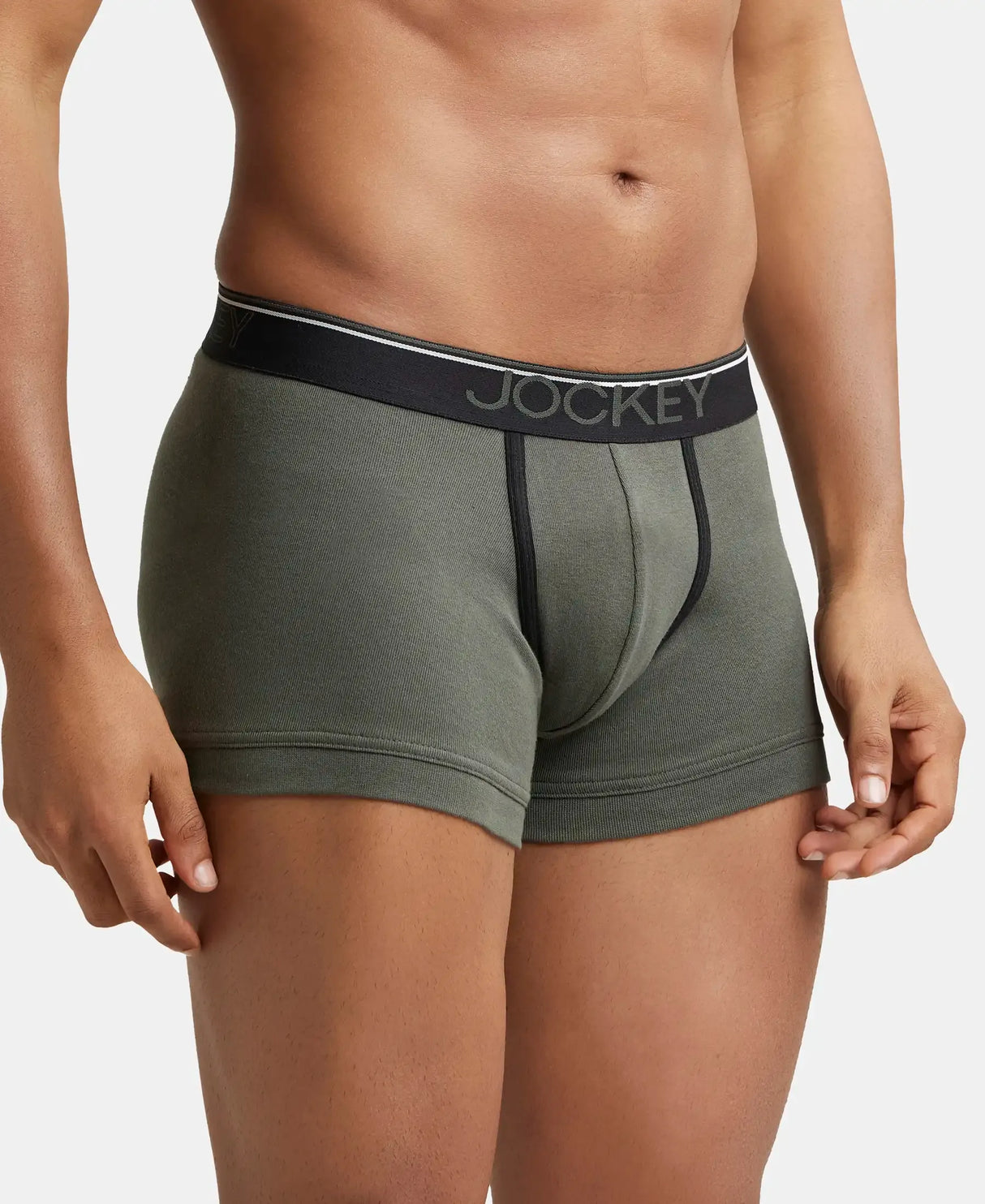 JOCKEY Super Combed Cotton Rib Solid Trunk with Ultrasoft Waistband #8015- Deep Olive