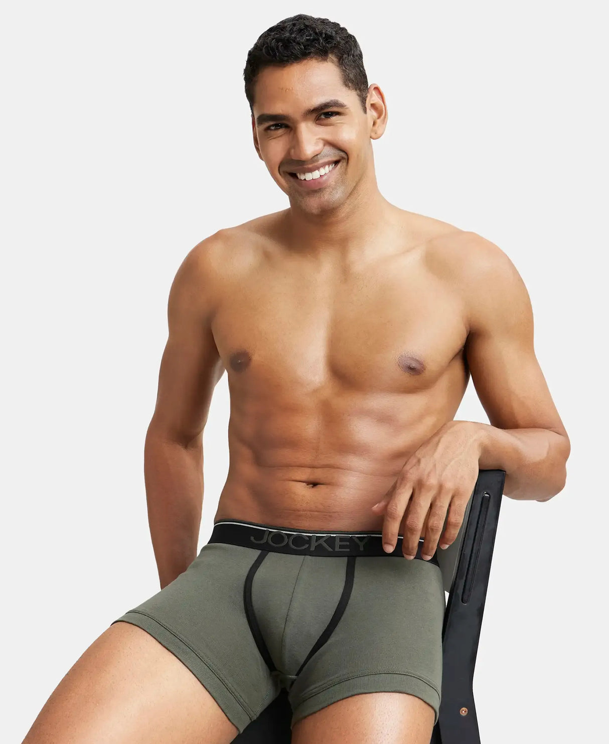 JOCKEY Super Combed Cotton Rib Solid Trunk with Ultrasoft Waistband #8015- Deep Olive