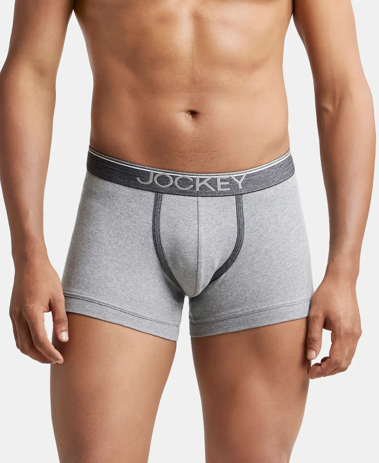 JOCKEY Super Combed Cotton Rib Solid Trunk with Ultrasoft Waistband #8015- Grey Melange