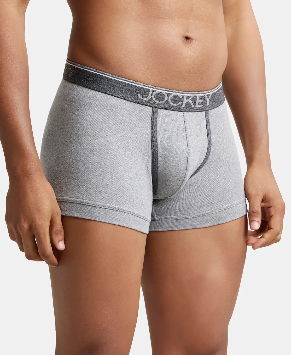 JOCKEY Super Combed Cotton Rib Solid Trunk with Ultrasoft Waistband #8015- Grey Melange