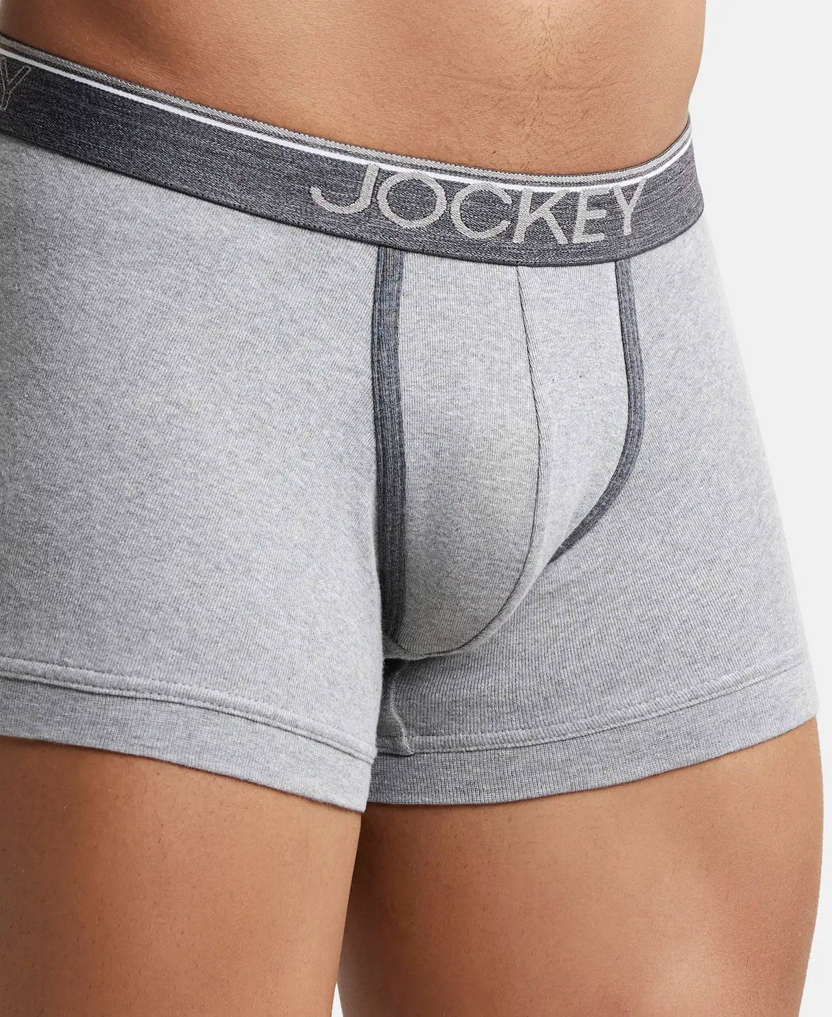 JOCKEY Super Combed Cotton Rib Solid Trunk with Ultrasoft Waistband #8015- Grey Melange