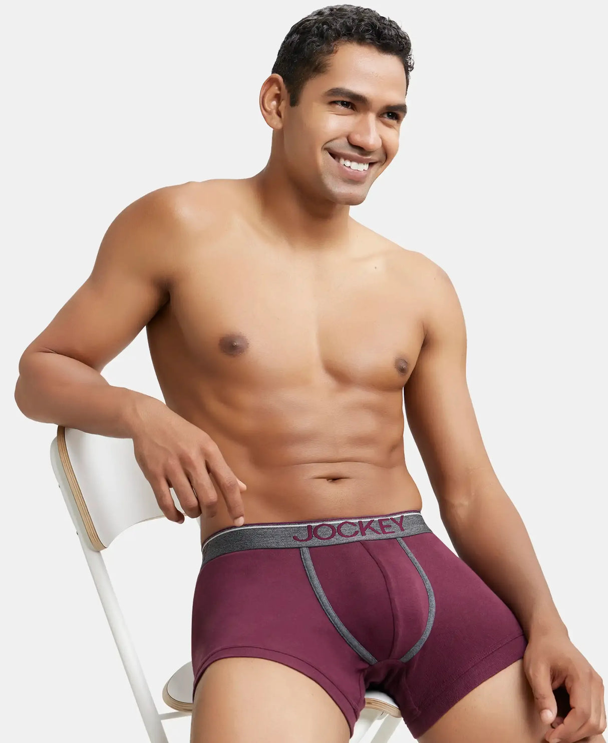 JOCKEY Super Combed Cotton Rib Solid Trunk with Ultrasoft Waistband #8015- Wine Tasting