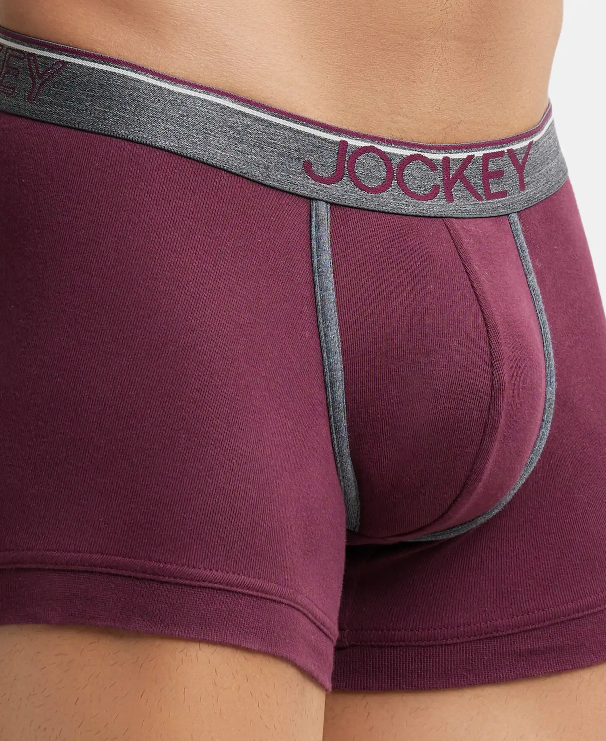 JOCKEY Super Combed Cotton Rib Solid Trunk with Ultrasoft Waistband #8015- Wine Tasting