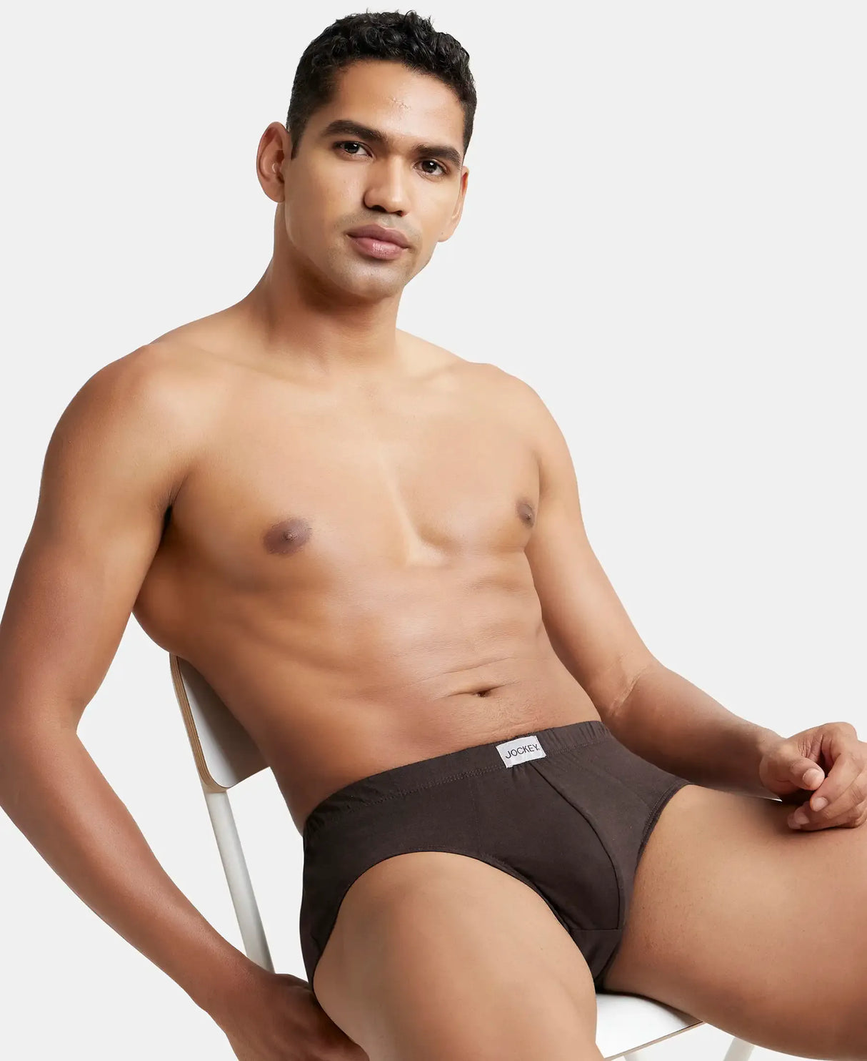 JOCKEY Solid Brief with Ultrasoft Concealed Waistband #8035- Brown