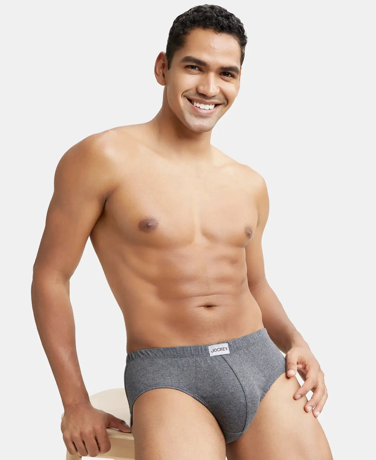 JOCKEY Solid Brief with Ultrasoft Concealed Waistband #8035- Charcoal Melange