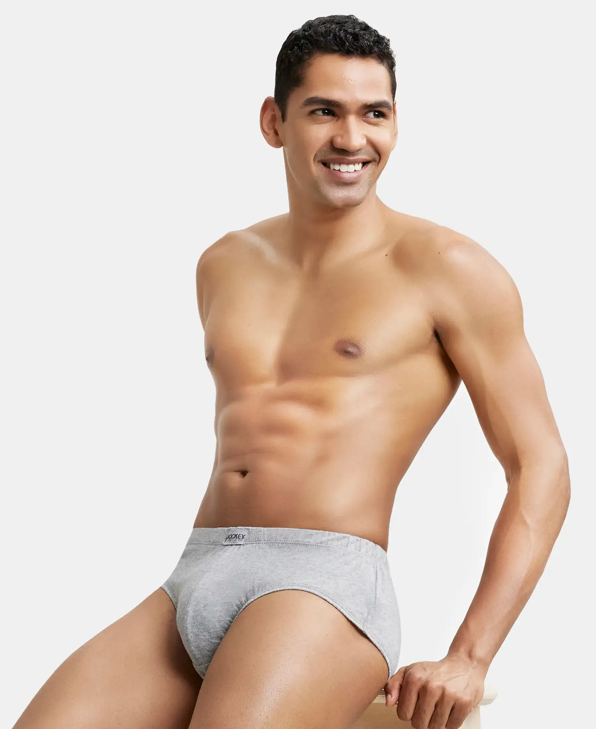 JOCKEY Solid Brief with Ultrasoft Concealed Waistband #8035- Grey Melange