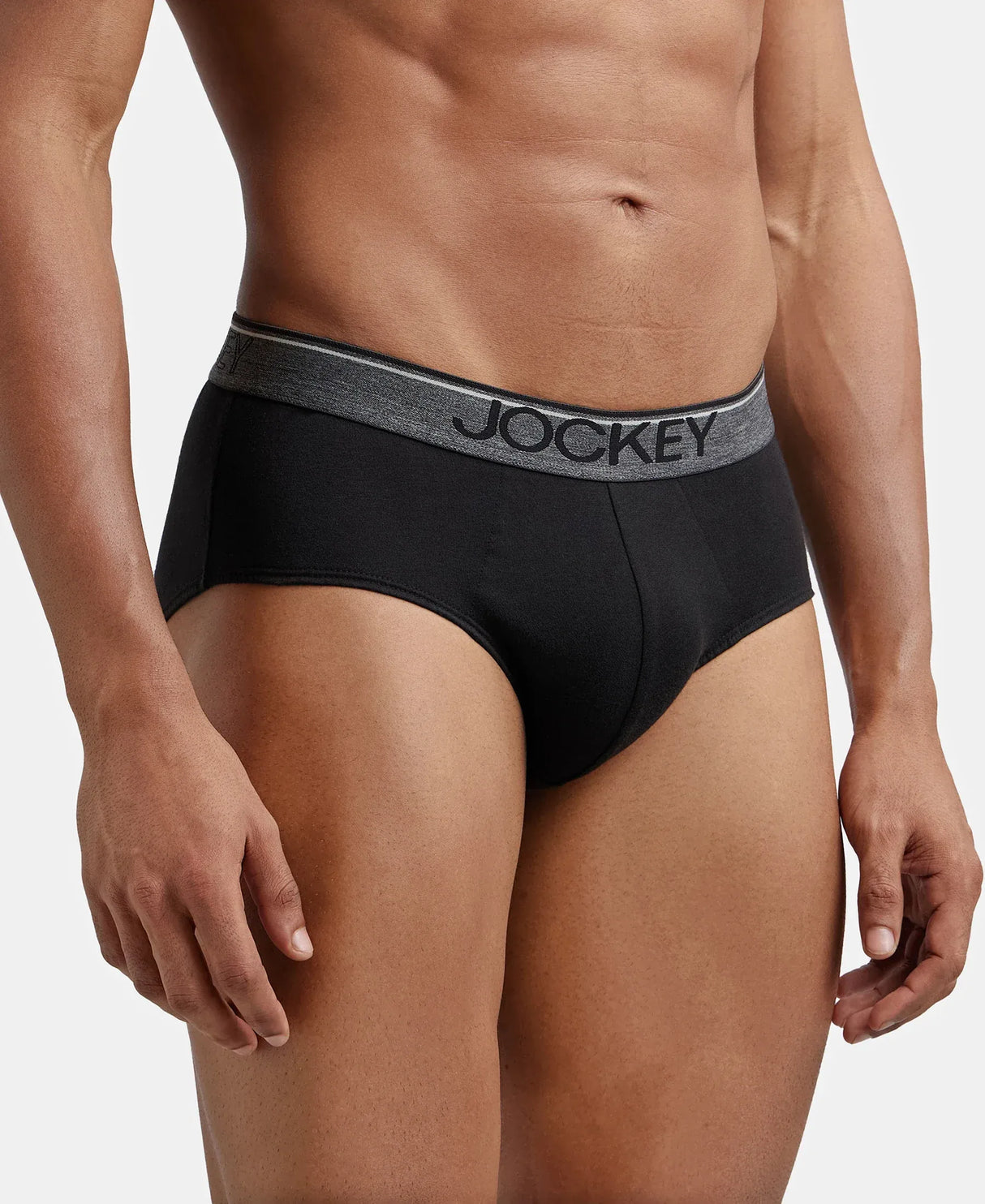 JOCKEY Super Combed Cotton Solid Brief with Ultrasoft Waistband #8037- Black