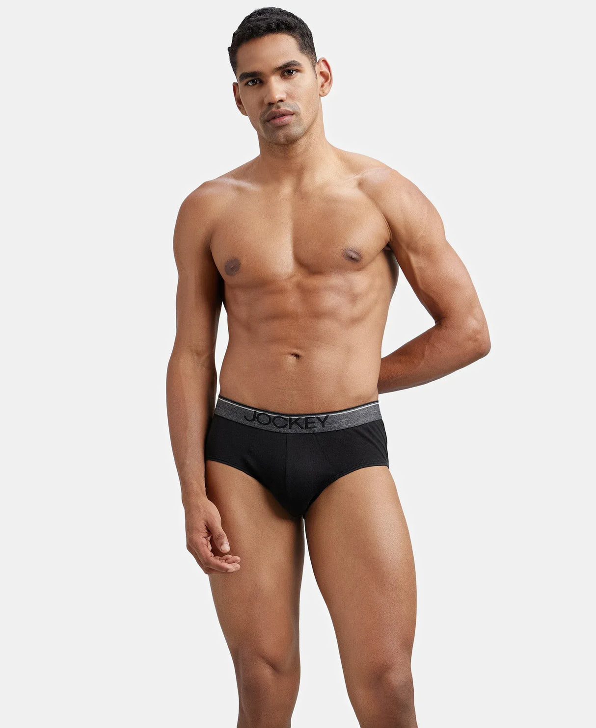 JOCKEY Super Combed Cotton Solid Brief with Ultrasoft Waistband #8037- Black