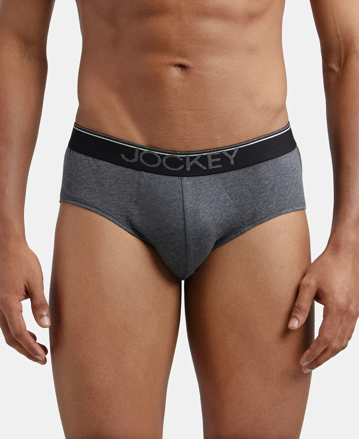 JOCKEY Super Combed Cotton Solid Brief with Ultrasoft Waistband #8037- Charcoal Melange