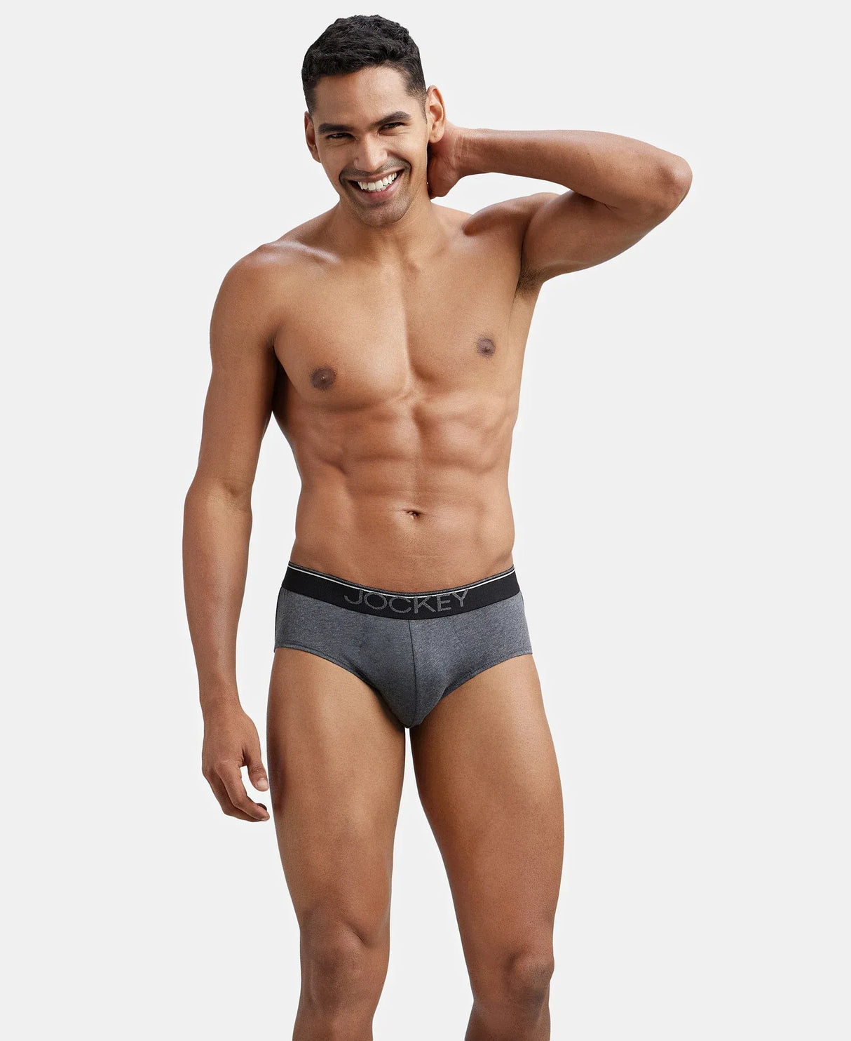 JOCKEY Super Combed Cotton Solid Brief with Ultrasoft Waistband #8037- Charcoal Melange