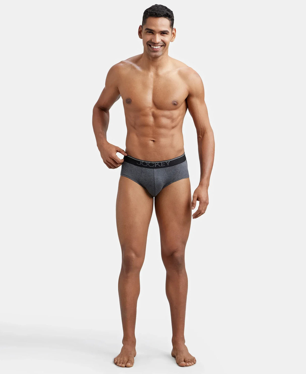 JOCKEY Super Combed Cotton Solid Brief with Ultrasoft Waistband #8037- Charcoal Melange