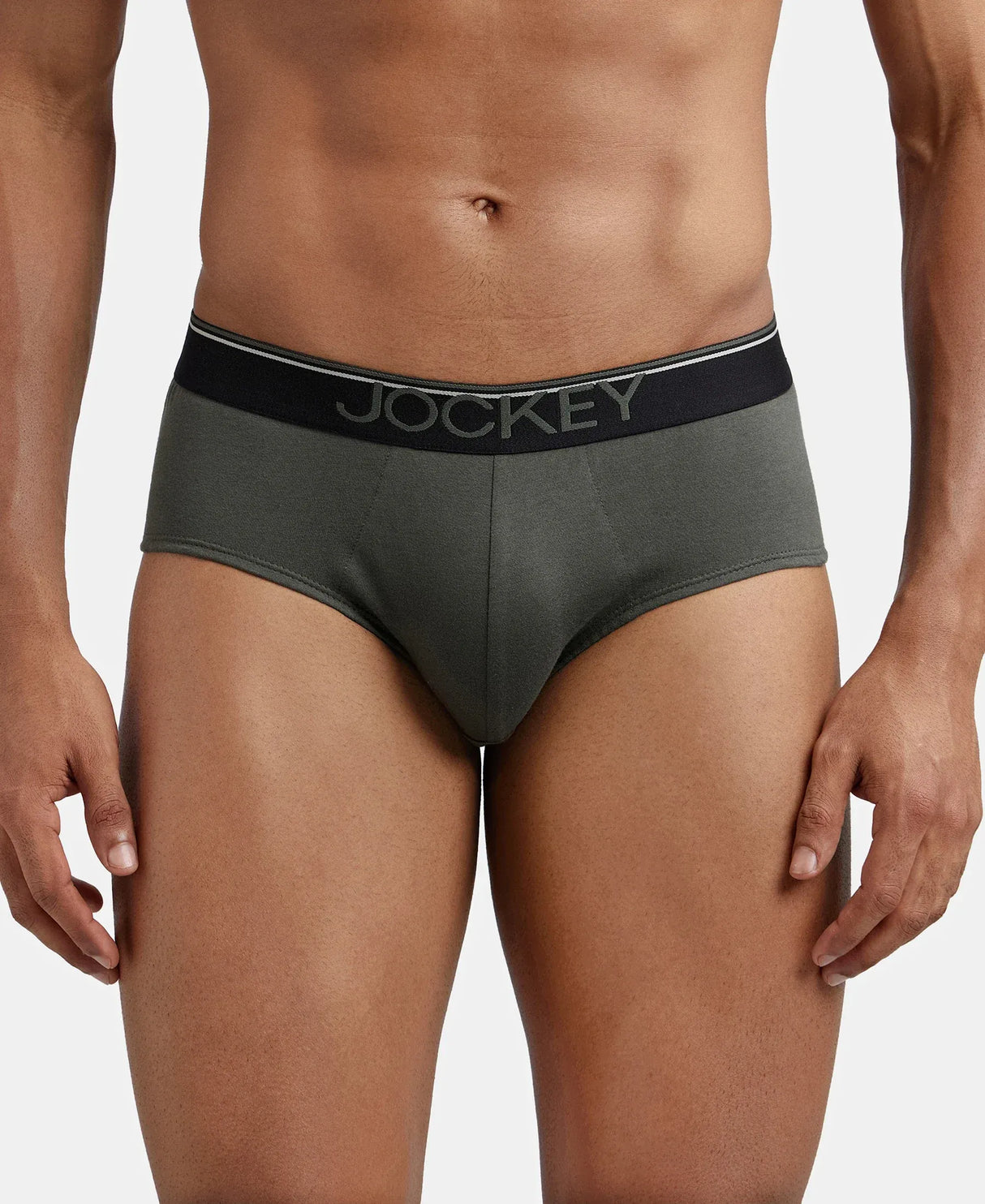 JOCKEY Super Combed Cotton Solid Brief with Ultrasoft Waistband #8037- Deep Olive