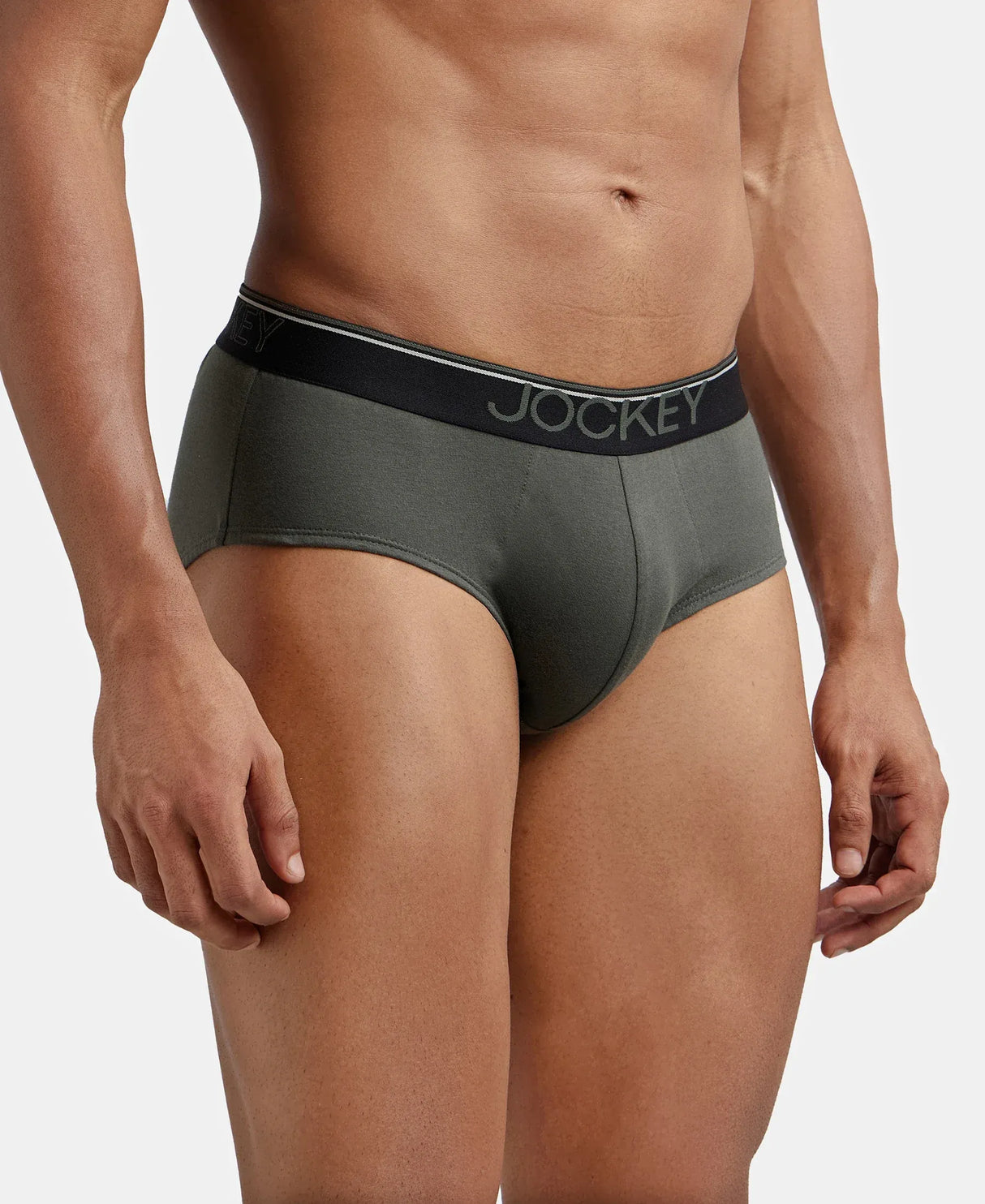 JOCKEY Super Combed Cotton Solid Brief with Ultrasoft Waistband #8037- Deep Olive