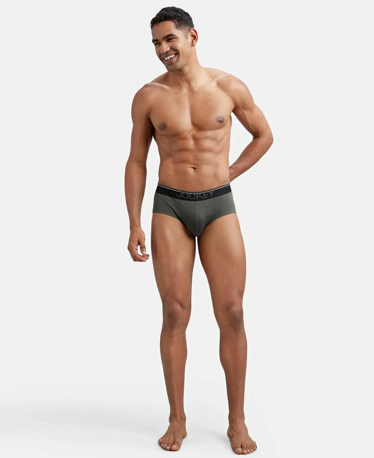 JOCKEY Super Combed Cotton Solid Brief with Ultrasoft Waistband #8037- Deep Olive