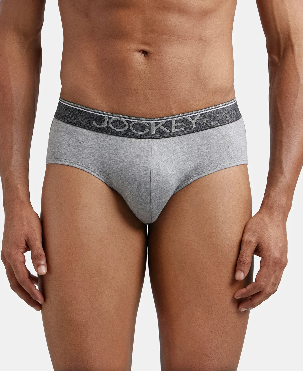 JOCKEY Super Combed Cotton Solid Brief with Ultrasoft Waistband #8037- Grey Melange