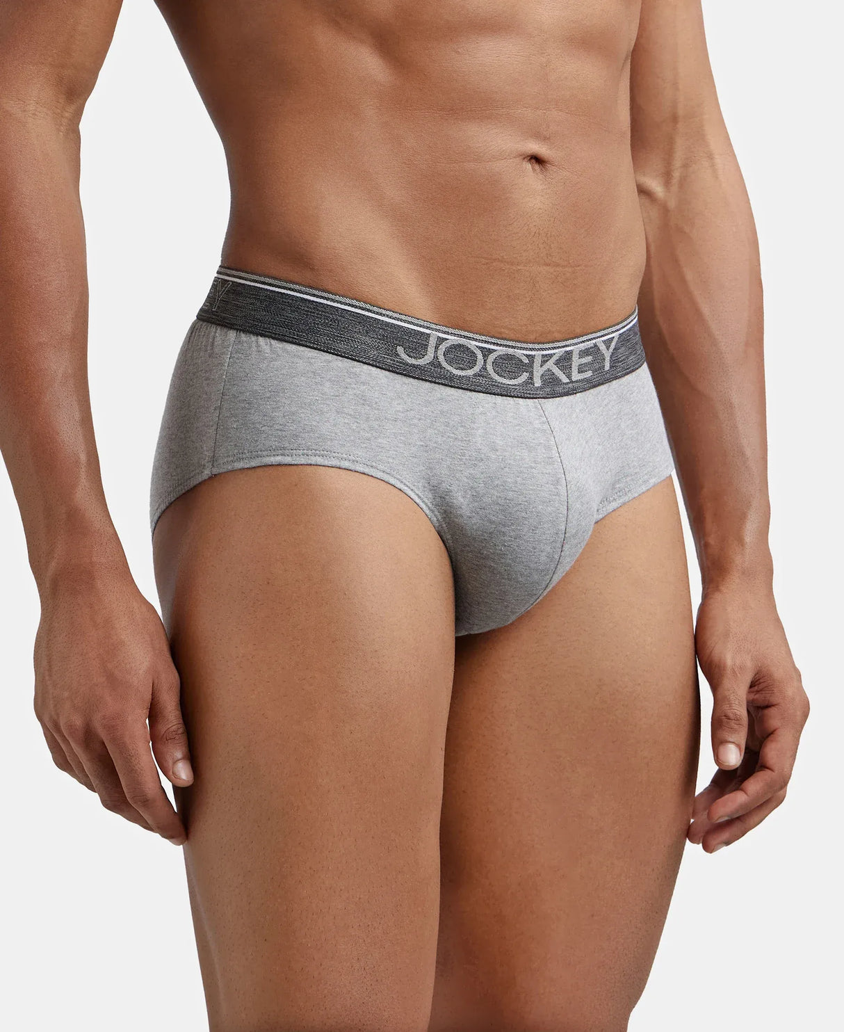 JOCKEY Super Combed Cotton Solid Brief with Ultrasoft Waistband #8037- Grey Melange