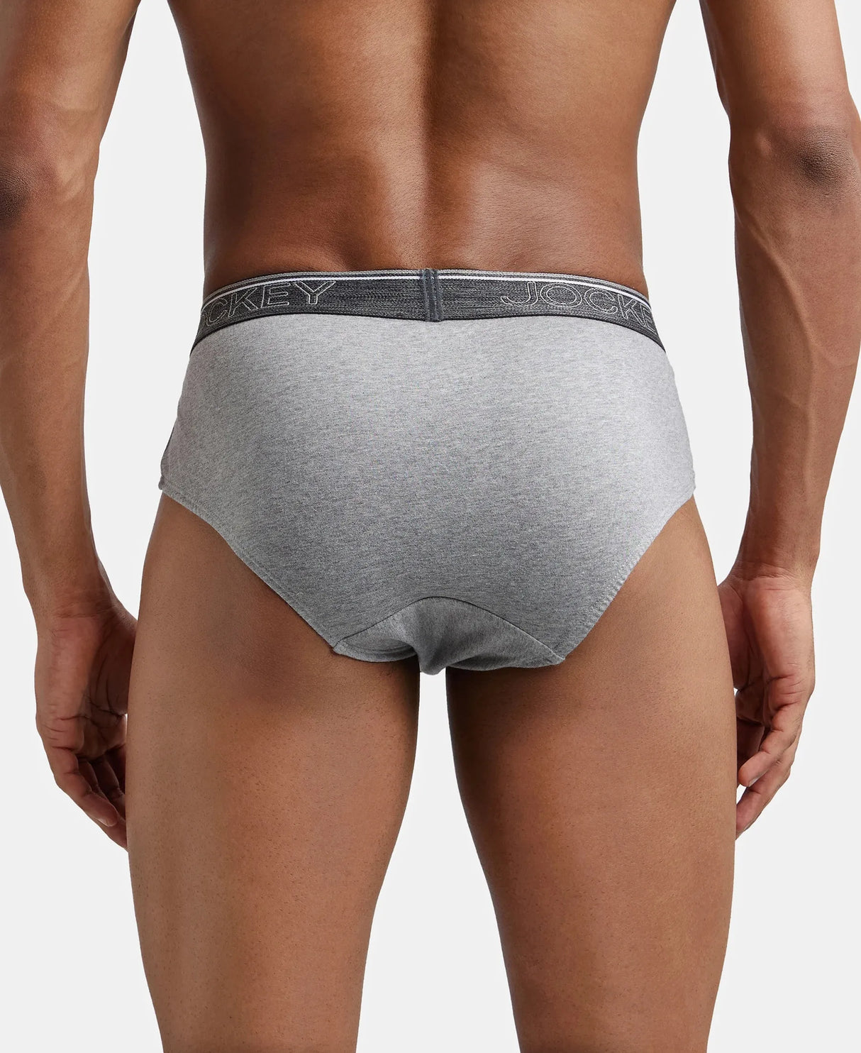 JOCKEY Super Combed Cotton Solid Brief with Ultrasoft Waistband #8037- Grey Melange