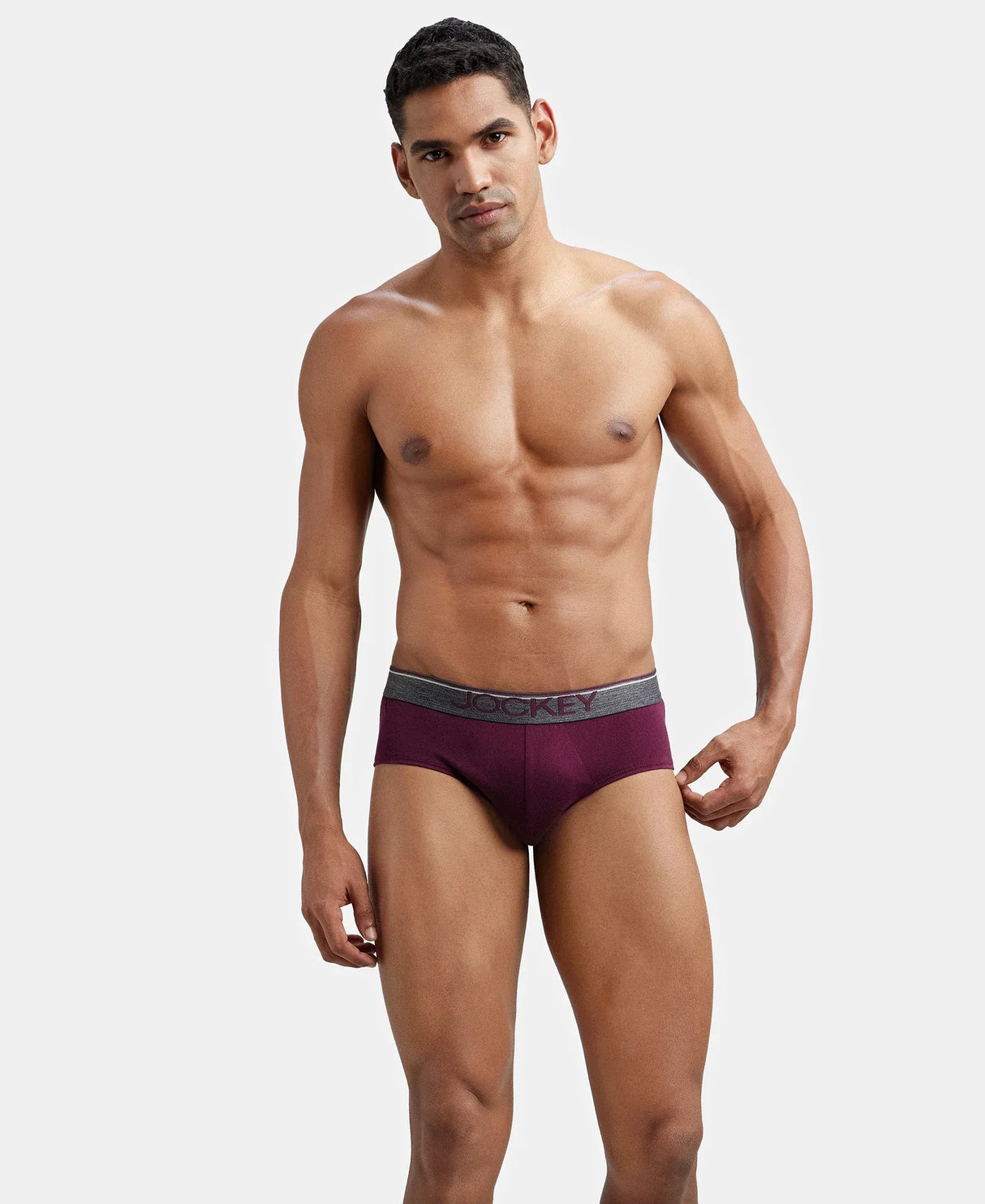 JOCKEY Super Combed Cotton Solid Brief with Ultrasoft Waistband #8037- Wine Tasting