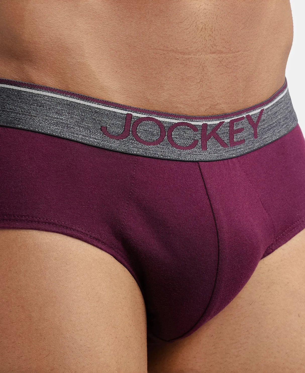 JOCKEY Super Combed Cotton Solid Brief with Ultrasoft Waistband #8037- Wine Tasting